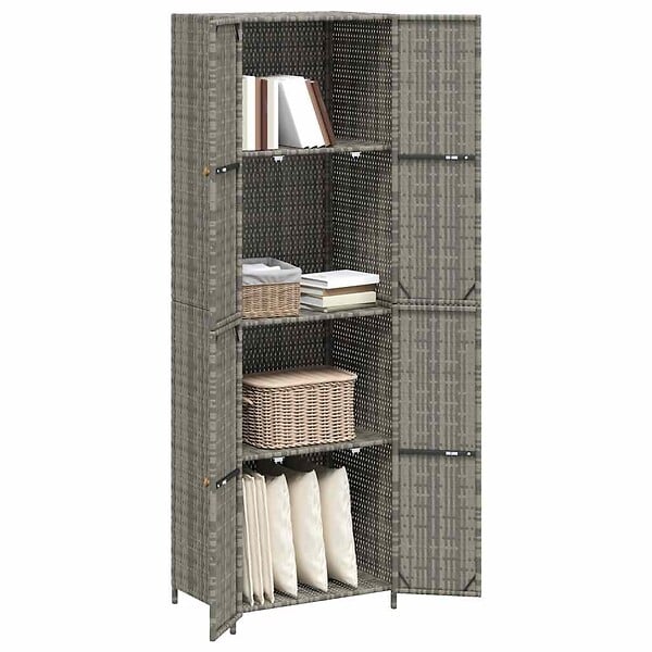 VIDAXL - vidaXL Armoire de rangement jardin Gris 59x40x180 cm Résine tressée - large