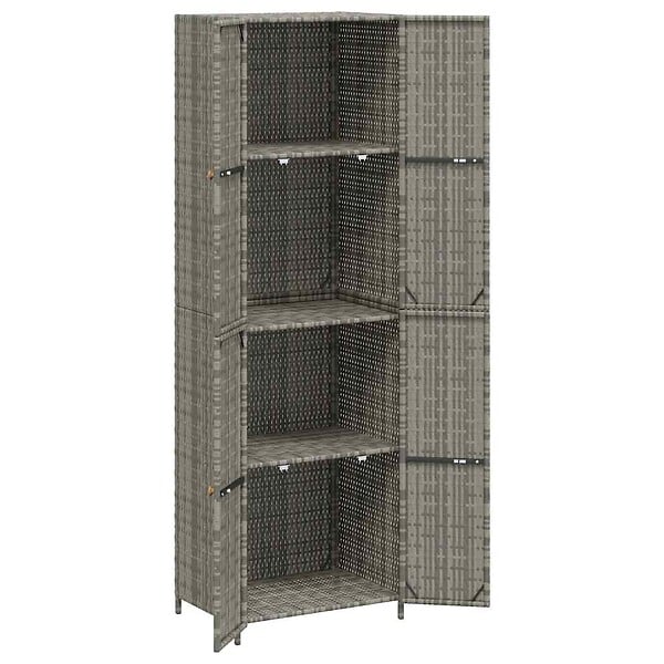 VIDAXL - vidaXL Armoire de rangement jardin Gris 59x40x180 cm Résine tressée - large