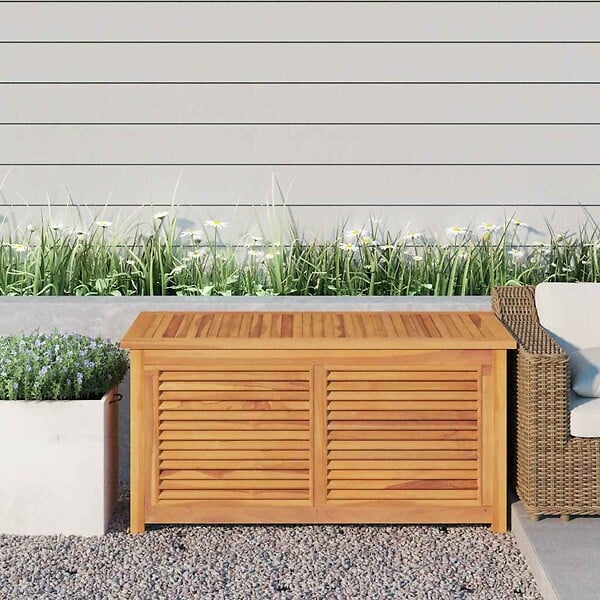 VIDAXL - vidaXL Boîte de rangement jardin et sac 114x50x58 cm bois massif teck - large