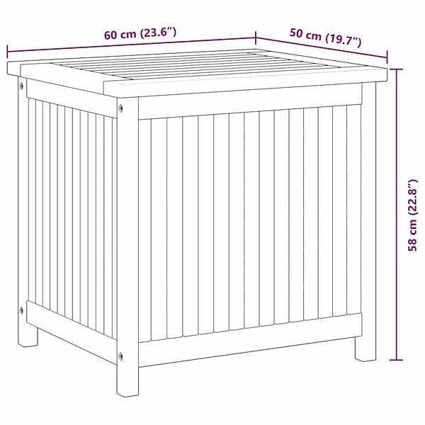 VIDAXL - vidaXL Boîte de rangement de jardin 60x50x58 cm Bois de teck solide - large