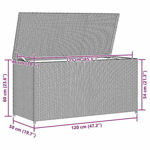 VIDAXL - vidaXL Boîte de rangement de jardin marron 120x50x60 cm résine tressée - large