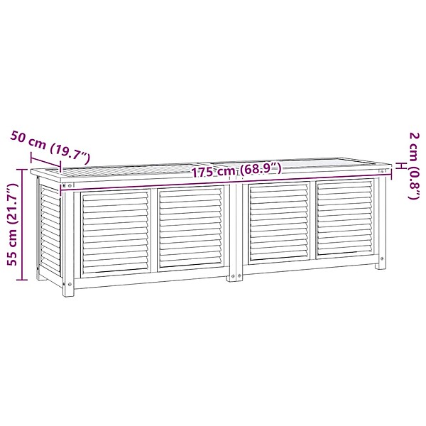 VIDAXL - vidaXL Boîte de rangement jardin et sac 175x50x55 cm bois massif teck - large