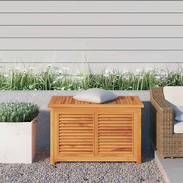 VIDAXL - vidaXL Boîte de rangement de jardin et sac 90x50x58cm bois massif teck - large