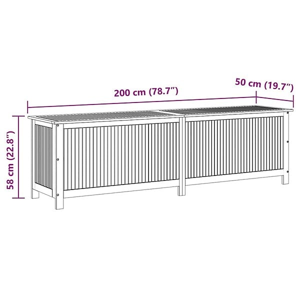 VIDAXL - vidaXL Boîte de rangement de jardin 200x50x58 cm Bois d'acacia solide - large