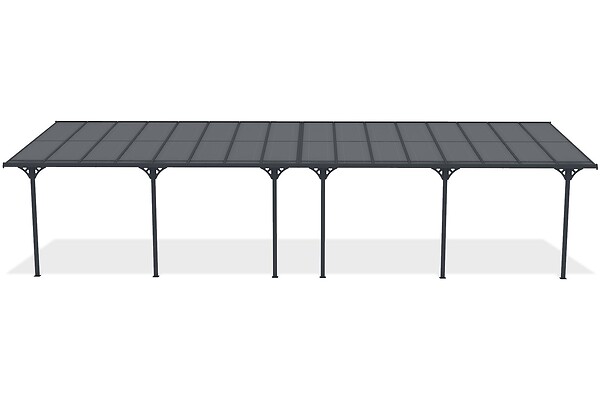 CAZEBOO - Cazeboo Pergola/Carport adossée 30m² KLEO 10x3 m gris - toit terrasse en aluminium et polycarbonate - large