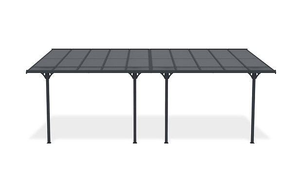 CAZEBOO - Cazeboo Pergola/Carport adossée 18m² KLEO 6x3 m gris - toit terrasse en aluminium et polycarbonate - large