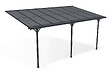 CAZEBOO - Cazeboo Carport adossé aluminium 15 m² 5 x 3 m toiture polycarbonate 6 mm anti-UV gris anthracite thermolaqué toit incliné réglable kit complet gouttière KLEO - vignette