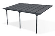 CAZEBOO - Cazeboo Carport adossé aluminium 15 m² 5 x 3 m toiture polycarbonate 6 mm anti-UV gris anthracite thermolaqué toit incliné réglable kit complet gouttière KLEO - vignette