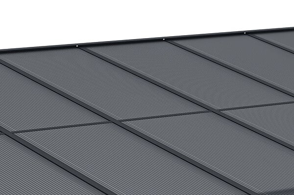 CAZEBOO - Cazeboo Carport adossé aluminium 15 m² 5 x 3 m toiture polycarbonate 6 mm anti-UV gris anthracite thermolaqué toit incliné réglable kit complet gouttière KLEO - large