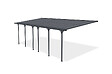 CAZEBOO - Cazeboo Pergola/Carport adossée 24 m² KLEO 8x3 m gris - toit terrasse en aluminium et polycarbonate - vignette