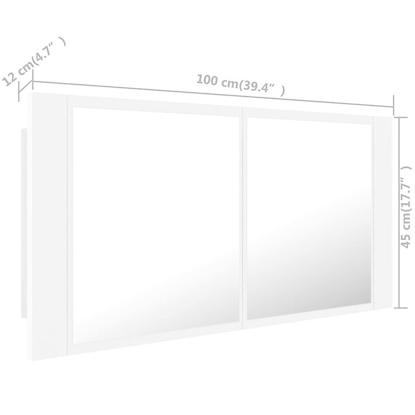 VIDAXL - vidaXL Armoire salle de bain à miroir LED Blanc 100x12x45 cm Acrylique - large