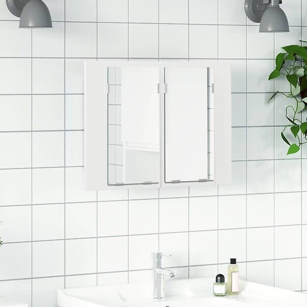 VIDAXL - vidaXL Armoire salle de bain à miroir LED Blanc 60x12x45 cm Acrylique - large