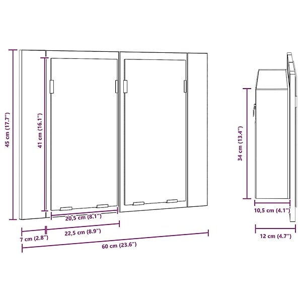 VIDAXL - vidaXL Armoire salle de bain à miroir LED Blanc 60x12x45 cm Acrylique - large