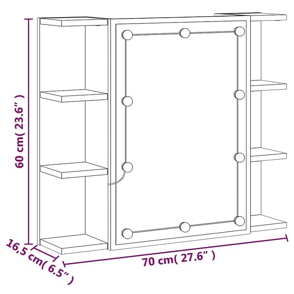 VIDAXL - vidaXL Armoire à miroir avec LED Blanc 70x16,5x60 cm - large