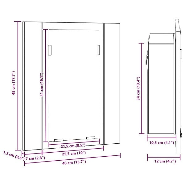 VIDAXL - vidaXL Armoire salle de bain à miroir LED Blanc 40x12x45 cm Acrylique - large