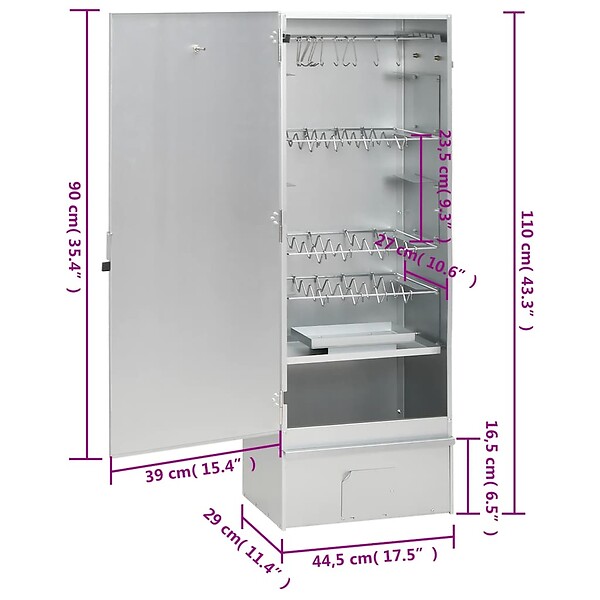 VIDAXL - vidaXL Fumoir pour four à barbecue avec copeaux de bois 44,5x29x110 cm - large