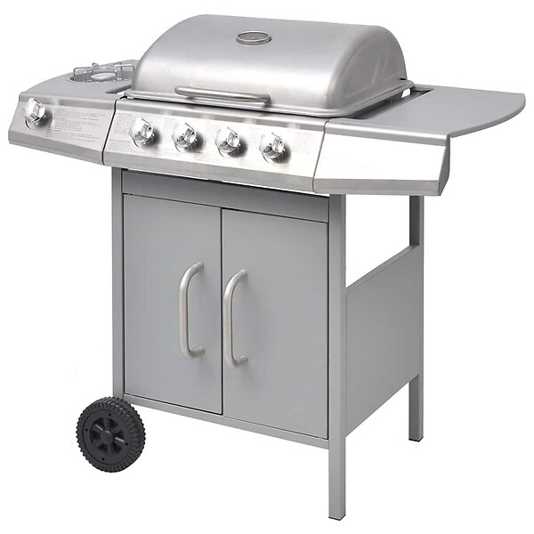VIDAXL - vidaXL Barbecue à gaz 4 + 1 zone de cuisson Argenté - large