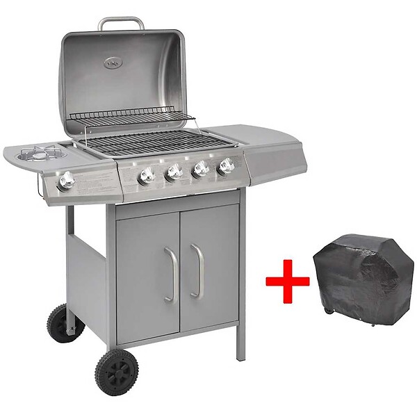 VIDAXL - vidaXL Barbecue à gaz 4 + 1 zone de cuisson Argenté - large