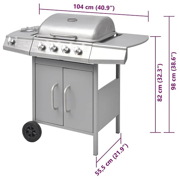 VIDAXL - vidaXL Barbecue à gaz 4 + 1 zone de cuisson Argenté - large