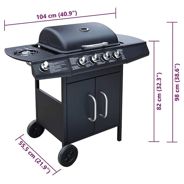 VIDAXL - vidaXL Barbecue à gaz  4 + 1 zone de cuisson Noir - large