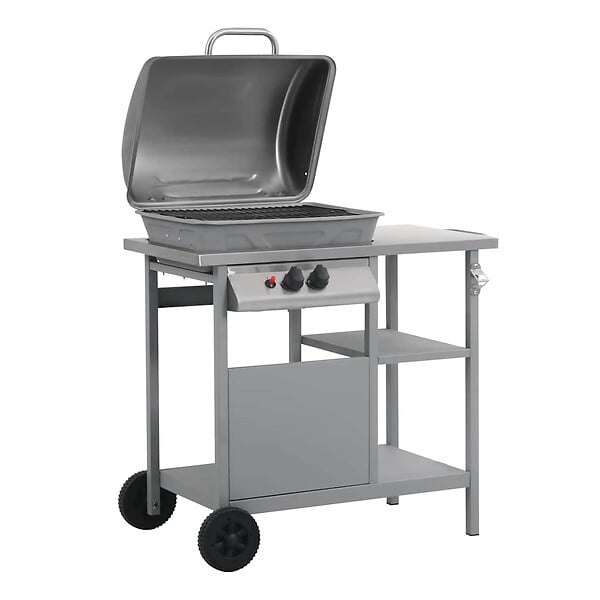 VIDAXL - vidaXL Barbecue à gaz avec tablette à 3 couches Noir et argenté - large