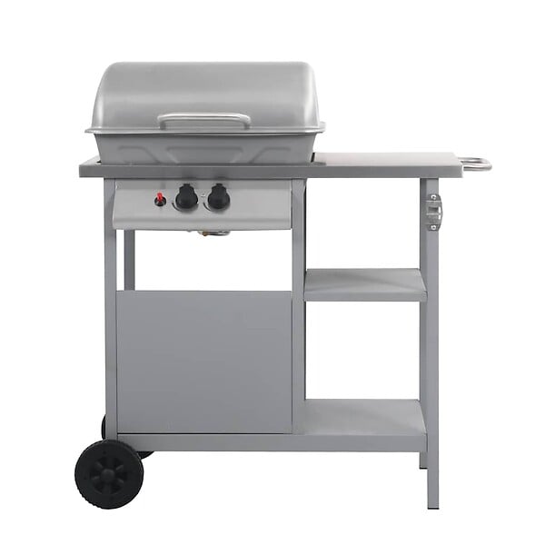 VIDAXL - vidaXL Barbecue à gaz avec tablette à 3 couches Noir et argenté - large