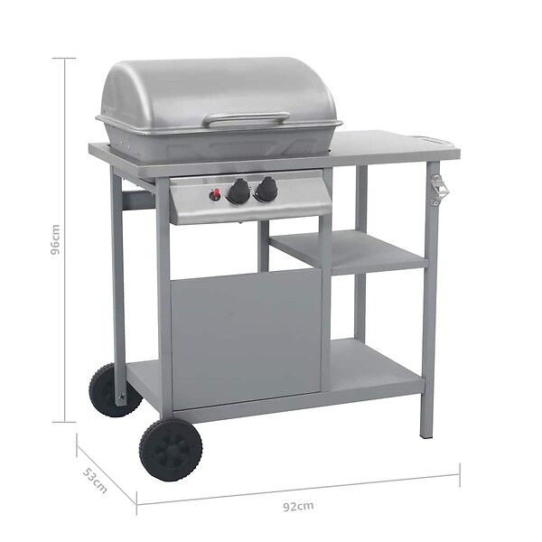 VIDAXL - vidaXL Barbecue à gaz avec tablette à 3 couches Noir et argenté - large