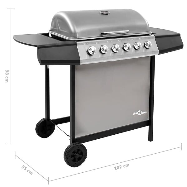 VIDAXL - vidaXL Barbecue gril à gaz avec 6 brûleurs Noir et argenté - large