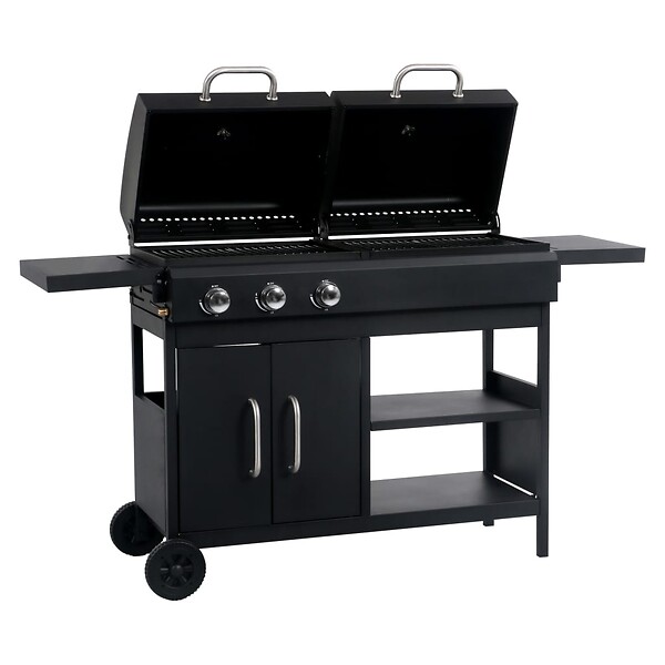 VIDAXL - vidaXL Barbecue gril combo à gaz et au charbon avec 3 brûleurs - large