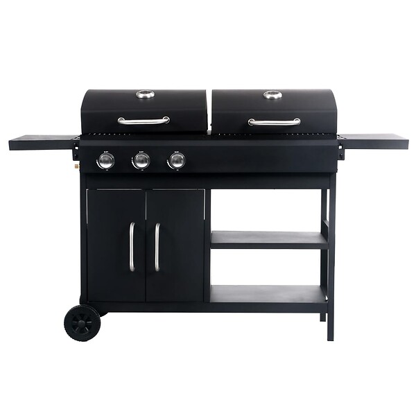 VIDAXL - vidaXL Barbecue gril combo à gaz et au charbon avec 3 brûleurs - large