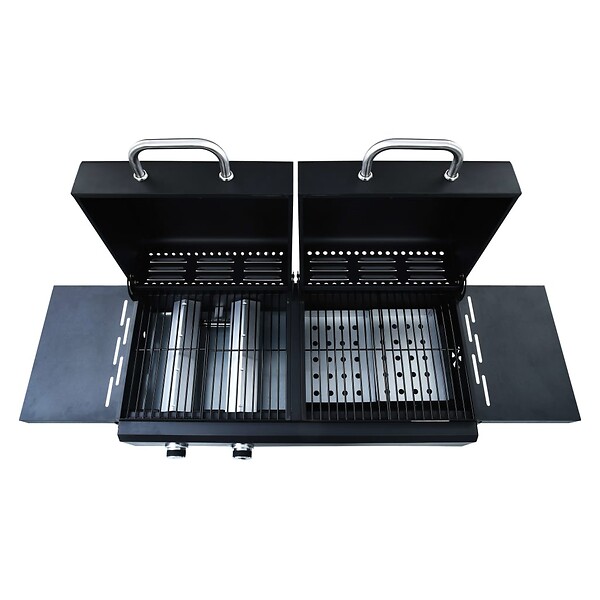 VIDAXL - vidaXL Barbecue gril combo à gaz et au charbon avec 3 brûleurs - large