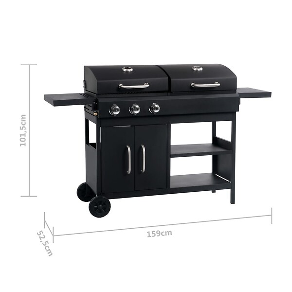 VIDAXL - vidaXL Barbecue gril combo à gaz et au charbon avec 3 brûleurs - large