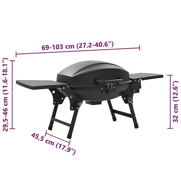 VIDAXL - vidaXL Barbecue à gaz portatif avec zone de cuisson Noir - large