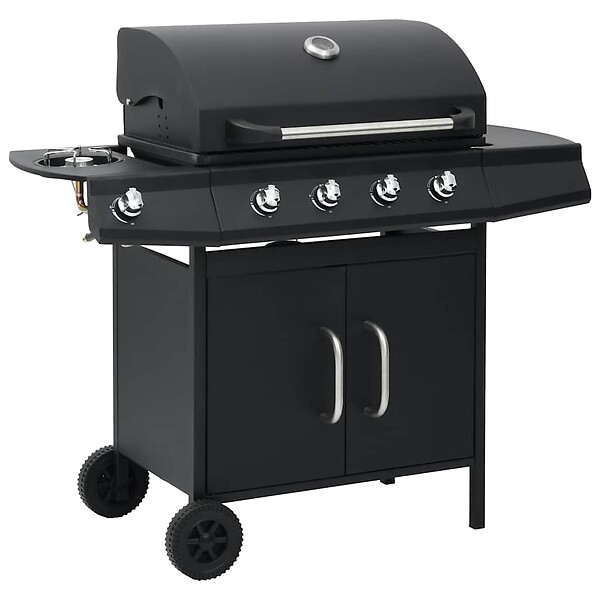 VIDAXL - vidaXL Barbecue à gaz 4+1 zones de cuisson Noir Acier - large