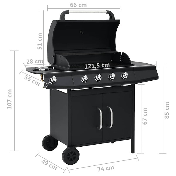 VIDAXL - vidaXL Barbecue à gaz 4+1 zones de cuisson Noir Acier - large