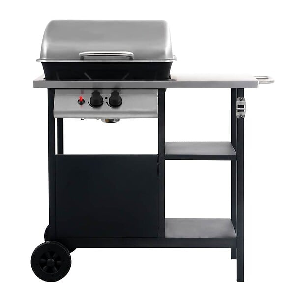VIDAXL - vidaXL Barbecue à gaz avec tablette à 3 couches Noir et argenté - large