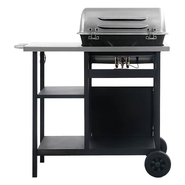 VIDAXL - vidaXL Barbecue à gaz avec tablette à 3 couches Noir et argenté - large