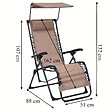 ENTREPOT BRICO - Chaise Longue Pliante Transat  jardin avec Pare-Soleil 51 × 88 × 107 cm - vignette