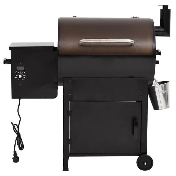 VIDAXL - vidaXL Gril à granulés avec cheminée noir 104 cm fer - large