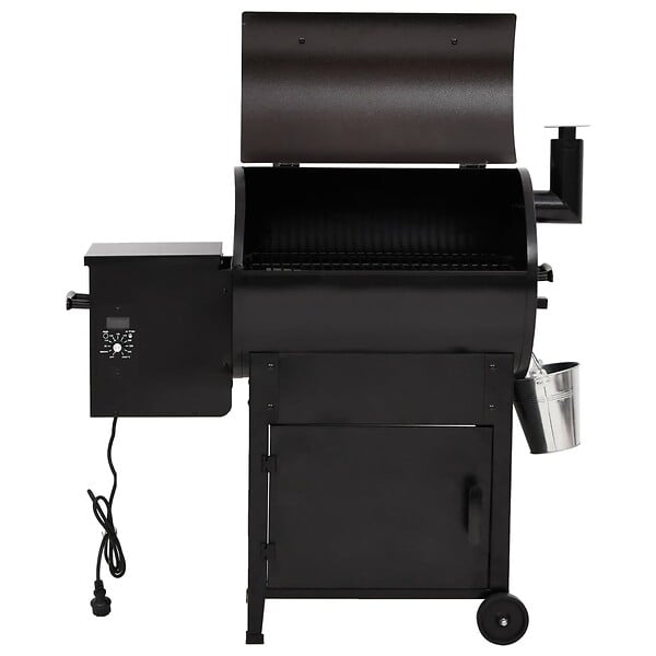 VIDAXL - vidaXL Gril à granulés avec cheminée noir 104 cm fer - large