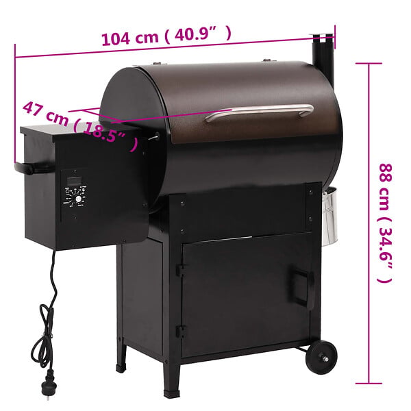 VIDAXL - vidaXL Gril à granulés avec cheminée noir 104 cm fer - large