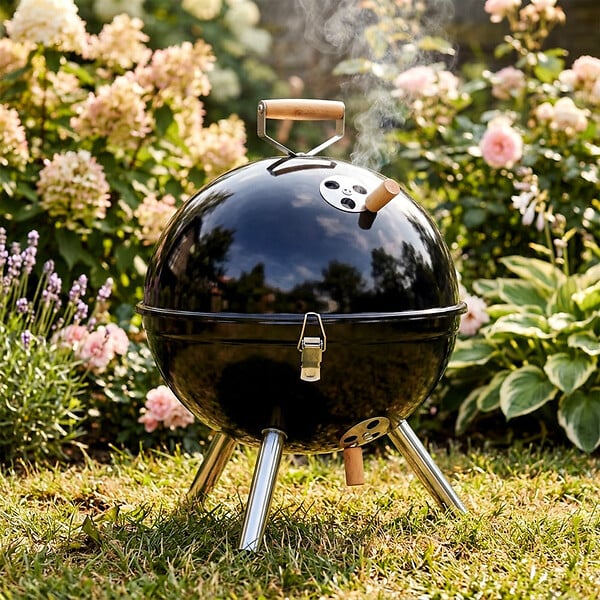 ENTREPOT BRICO - Barbecue à charbon de bois en acier sphérique portable 31x31x41 cm - large