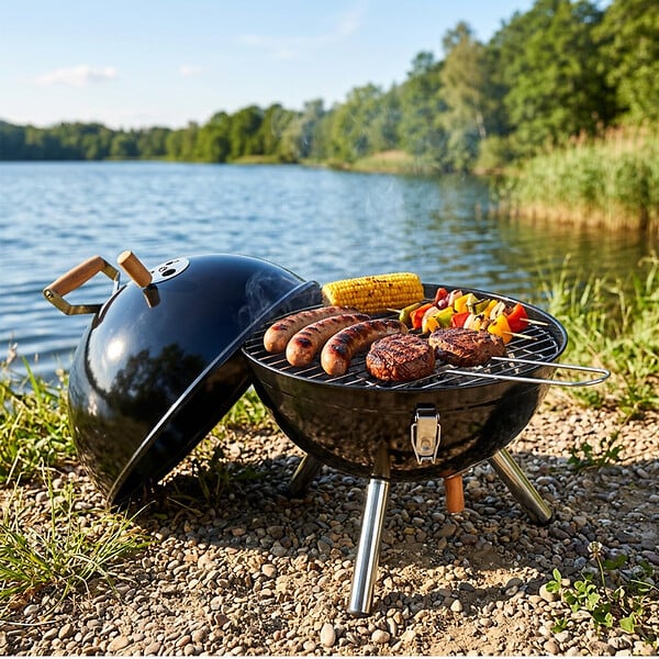 ENTREPOT BRICO - Barbecue à charbon de bois en acier sphérique portable 31x31x41 cm - large