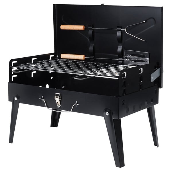 ENTREPOT BRICO - Barbecue à charbon pliable et portable avec étui et accessoires 43x26x29 cm - large