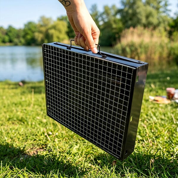 ENTREPOT BRICO - Barbecue charbon valise pliable et portable 40 x 27,5 x 20 cm - large