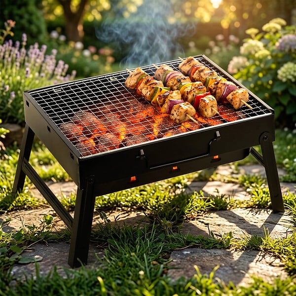 ENTREPOT BRICO - Barbecue charbon valise pliable et portable 40 x 27,5 x 20 cm - large