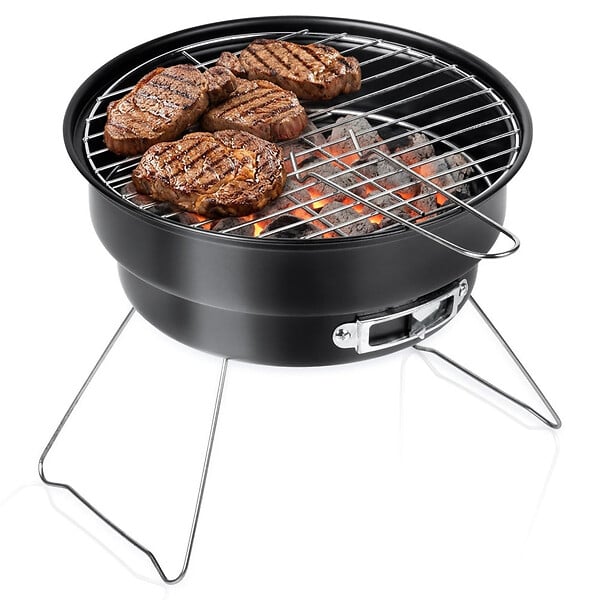 ENTREPOT BRICO - Barbecue à charbon de bois en acier pliable et portable 28x26x22 cm - large