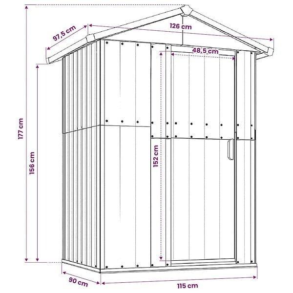 VIDAXL - vidaXL Abri de jardin Marron 126x97,5x177 cm Acier galvanisé - large