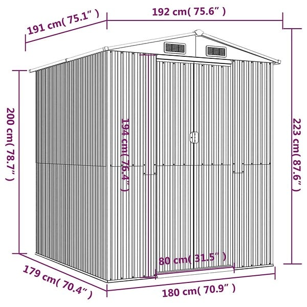 VIDAXL - vidaXL Abri de jardin Gris clair 192x191x223 cm Acier galvanisé - large