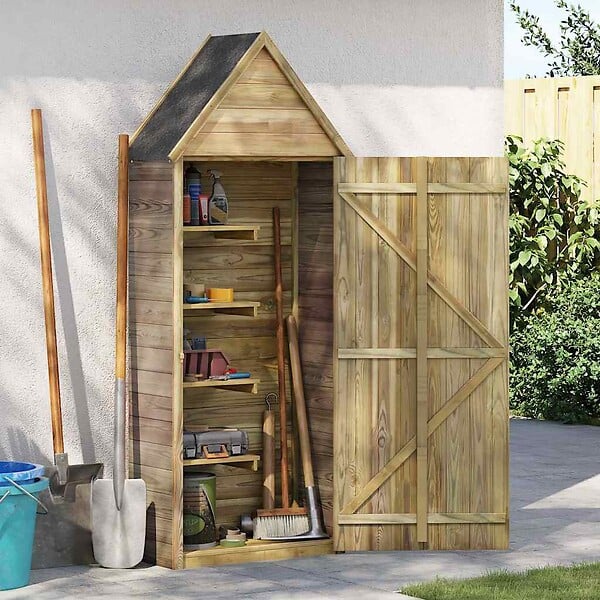 VIDAXL - vidaXL Abri à outils de jardin et porte 69,5x32x178cm Pinède imprégnée - large